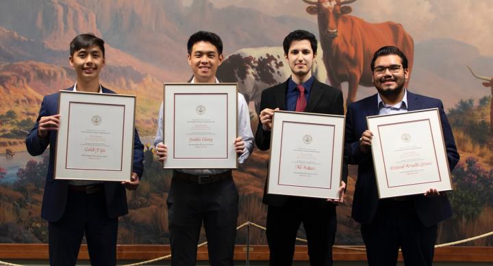 Photo of Outstanding Student Award Finalists for 2022-23 holding framed certificates
