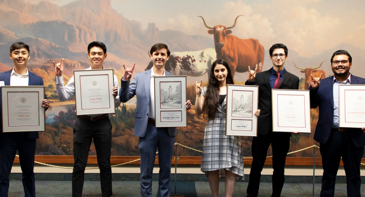 Photo of Outstanding Student Award Recipients and Finalists for 2022-23 holding framed certificates