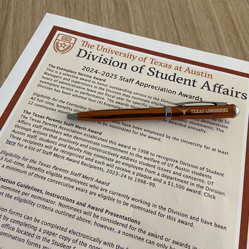 UT Austin Staff Appreciation nomination form